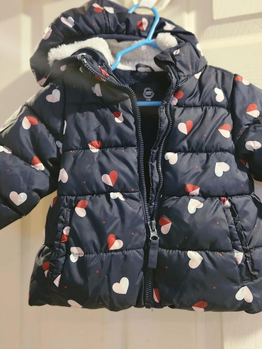 Baby girls Wonder Nation Heart Print Puffer Jacket size 6-9 months